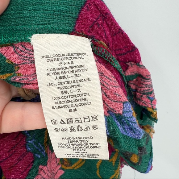 Free People In The Moment Dress Oversized Boho Floral Green Floral Print M - Picture 12 of 15